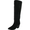 Blondo Wrangle Womens Suede Stacked Heel Knee-high Boots In Black Suede