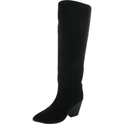 Blondo Wrangle Womens Suede Stacked Heel Knee-high Boots In Black Suede