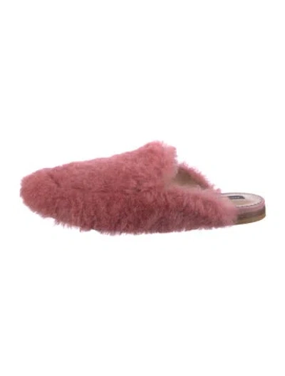 Pre-owned Blood & Honey Faux Fur Mules In Pink