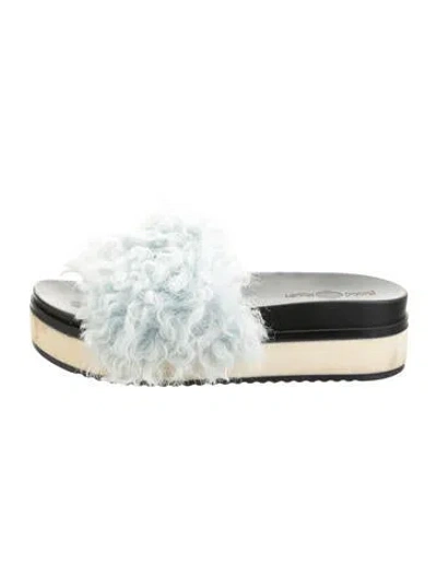 Pre-owned Blood & Honey Fur Slides In Blue