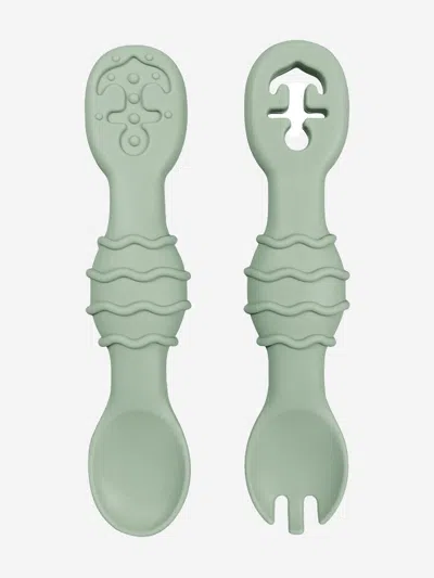 Bloom Bambini Kids'  Silicon Spoon And Fork Set One Size Green