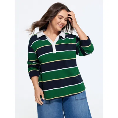 Bloomchic 2 In 1 Retro Striped Color Contrast Sweatshirt In Multi