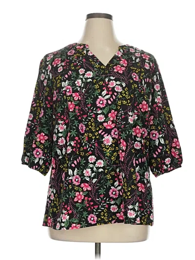 Pre-owned Bloomchic 3/4 Sleeve Blouse In Black