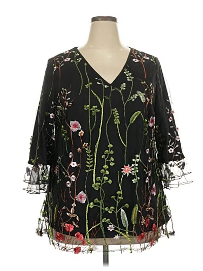 Pre-owned Bloomchic 3/4 Sleeve Blouse In Black