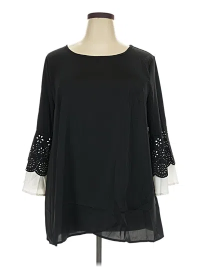 Pre-owned Bloomchic 3/4 Sleeve Blouse In Black