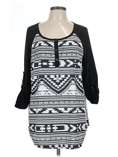 Pre-owned Bloomchic 3/4 Sleeve Blouse In Black