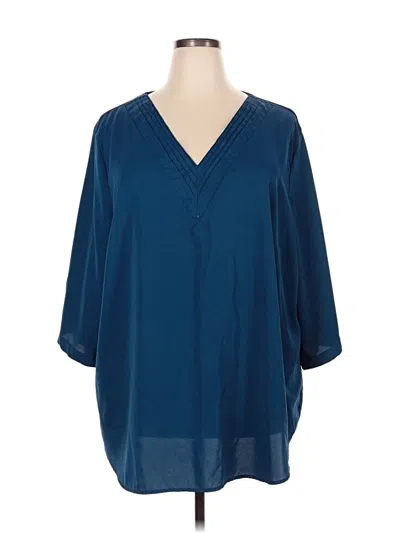 Pre-owned Bloomchic 3/4 Sleeve Blouse In Blue