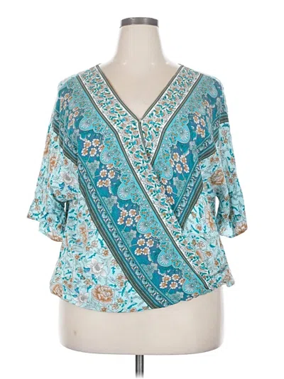 Pre-owned Bloomchic 3/4 Sleeve Blouse In Blue