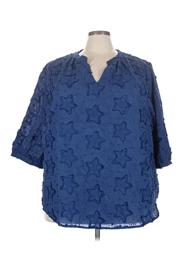 Bloomchic 3/4 Sleeve Blouse In Blue