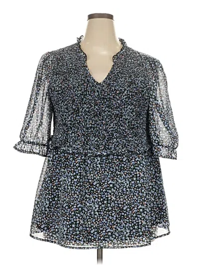 Pre-owned Bloomchic 3/4 Sleeve Blouse In Blue