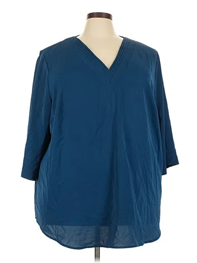 Pre-owned Bloomchic 3/4 Sleeve Blouse In Blue