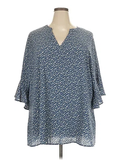Pre-owned Bloomchic 3/4 Sleeve Blouse In Blue