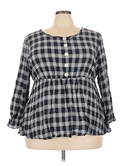 Pre-owned Bloomchic 3/4 Sleeve Blouse In Blue