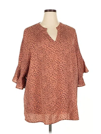 Pre-owned Bloomchic 3/4 Sleeve Blouse In Brown