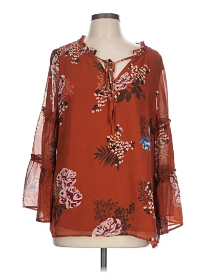 Pre-owned Bloomchic 3/4 Sleeve Blouse In Brown