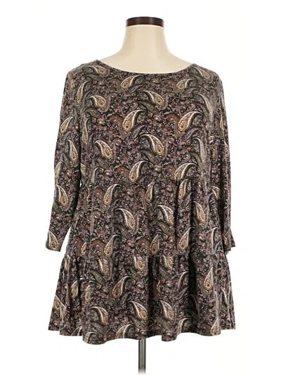 Pre-owned Bloomchic 3/4 Sleeve Blouse In Brown