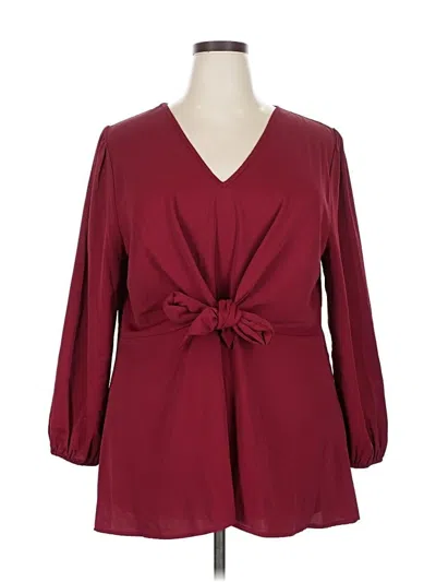 Pre-owned Bloomchic 3/4 Sleeve Blouse In Burgundy
