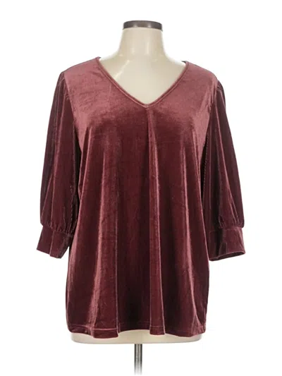 Pre-owned Bloomchic 3/4 Sleeve Blouse In Burgundy