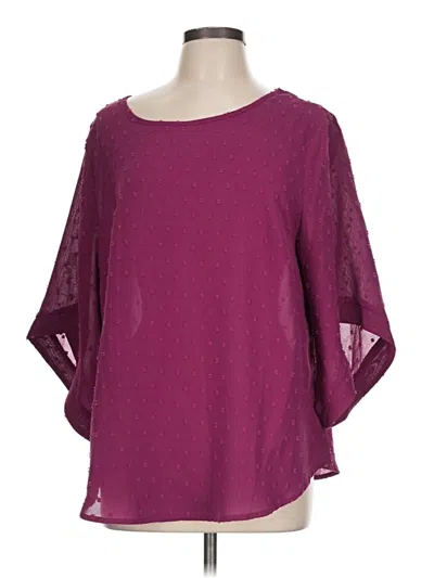 Pre-owned Bloomchic 3/4 Sleeve Blouse In Burgundy