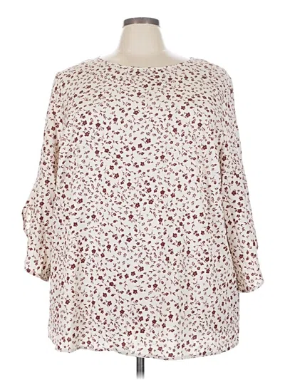 Pre-owned Bloomchic 3/4 Sleeve Blouse In Burgundy