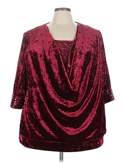 Pre-owned Bloomchic 3/4 Sleeve Blouse In Burgundy