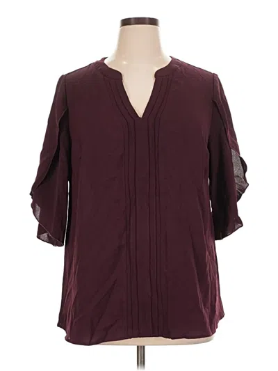 Pre-owned Bloomchic 3/4 Sleeve Blouse In Burgundy