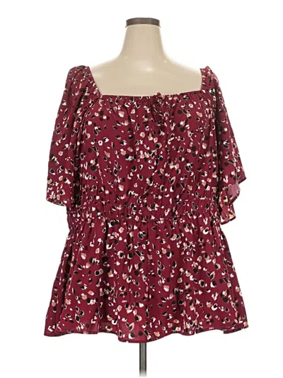 Pre-owned Bloomchic 3/4 Sleeve Blouse In Burgundy