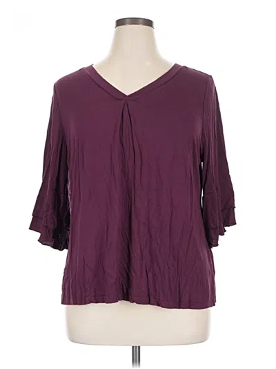 Pre-owned Bloomchic 3/4 Sleeve Blouse In Burgundy