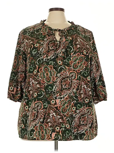 Pre-owned Bloomchic 3/4 Sleeve Blouse In Green