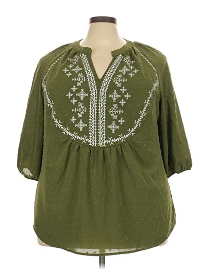 Pre-owned Bloomchic 3/4 Sleeve Blouse In Green