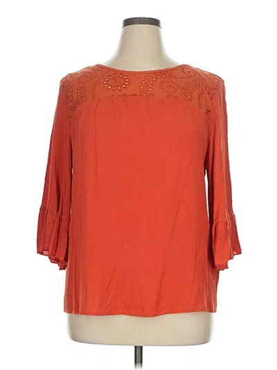 Pre-owned Bloomchic 3/4 Sleeve Blouse In Orange