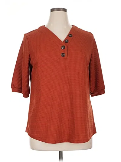 Pre-owned Bloomchic 3/4 Sleeve Blouse In Orange