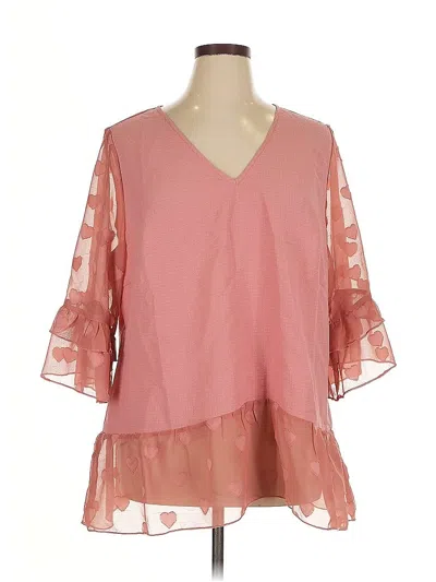 Pre-owned Bloomchic 3/4 Sleeve Blouse In Pink