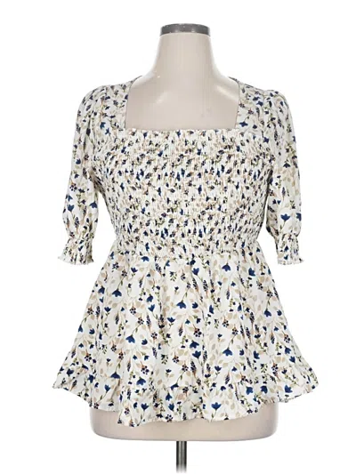 Pre-owned Bloomchic 3/4 Sleeve Blouse In White