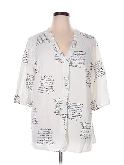 Pre-owned Bloomchic 3/4 Sleeve Blouse In White