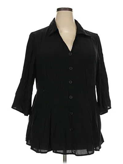 Pre-owned Bloomchic 3/4 Sleeve Button Down Shirt In Black