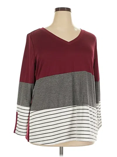 Pre-owned Bloomchic 3/4 Sleeve Top Burgundy V-neck Tops