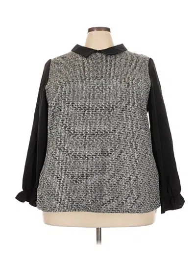 Pre-owned Bloomchic 3/4 Sleeve Top Gray Tweed Pattern Mock Neckline Tops