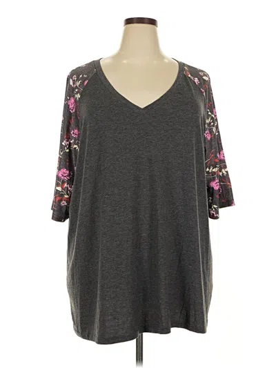 Pre-owned Bloomchic 3/4 Sleeve Top Gray V Neck Tops