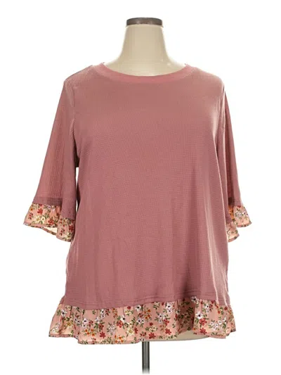 Pre-owned Bloomchic 3/4 Sleeve Top Pink Boatneck Tops