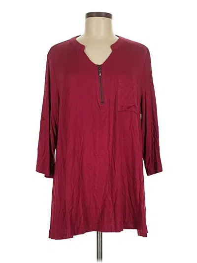 Bloomchic 3/4 Sleeve T-shirt In Burgundy