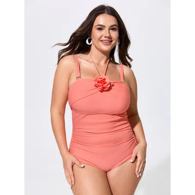 Bloomchic 3d Floral Detail Tummy-control One-piece Swim In Pink
