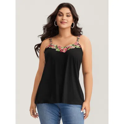 Bloomchic 3d Floral Neckline Tank Top In Multi