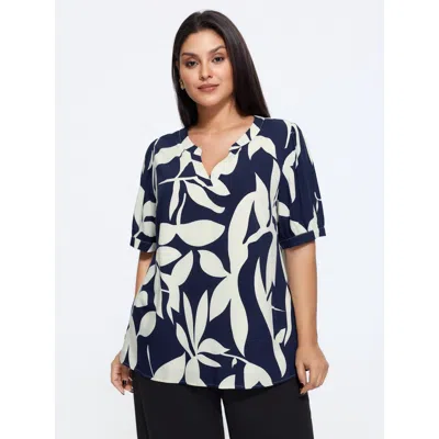 Bloomchic Abstract Print Puff Sleeve Blouse In Ivory