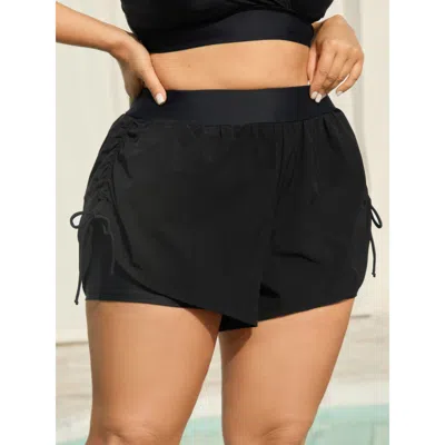Bloomchic Adjustable Side Drawstring Swim Bottoms In Black