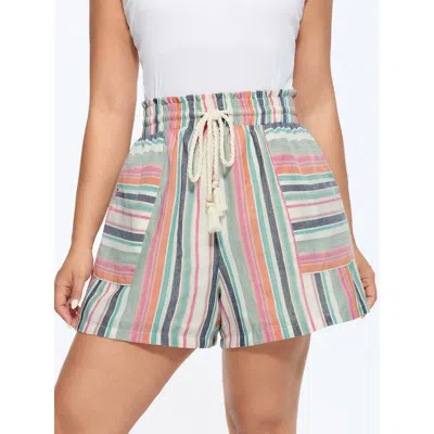 Bloomchic Asymmetrical Striped Print Pocket Pants In Multi