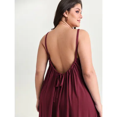 Bloomchic Backless Flowy Cami Plain Midi Dress In Black