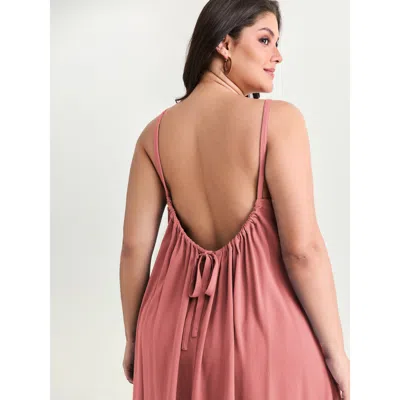 Bloomchic Backless Flowy Cami Plain Midi Dress In Black