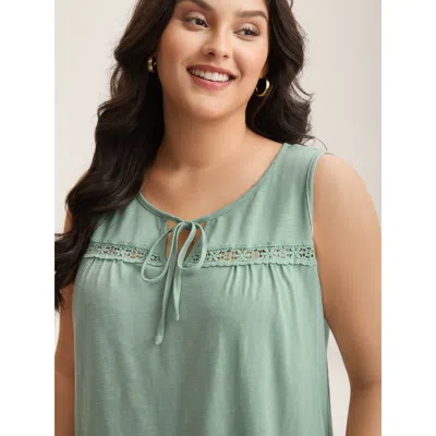 Bloomchic Bamboo Cotton Stretchy Pleated Tank Top In Green