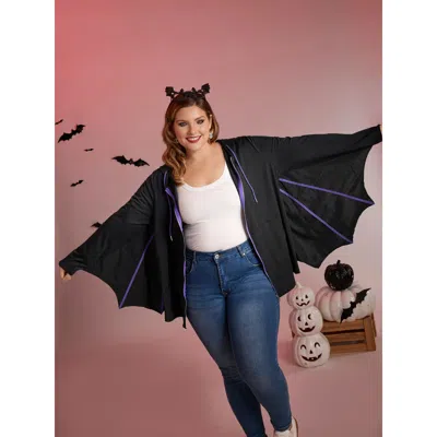 Bloomchic Bat-shaped Contrast Stretchy Jacket In Black
